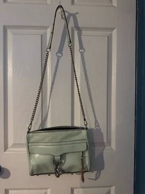 Rebecca Minkoff Mint Green Leather Crossbody with Chain Strap